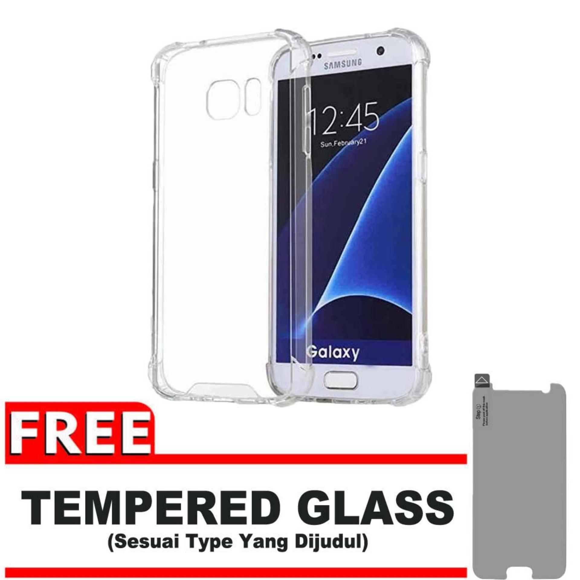 ShockCase for Samsung Galaxy S6 Flat (G920) / 4G LTE / Duos | Premium Softcase Jelly Anti Crack Shockproof - Gratis Free Tempered Glass Protector - Transparan