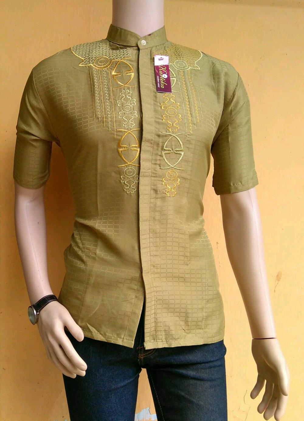 kemeja baju koko pria bordir simple di lapak BATIK MURAH JAYA aisyah_isa546