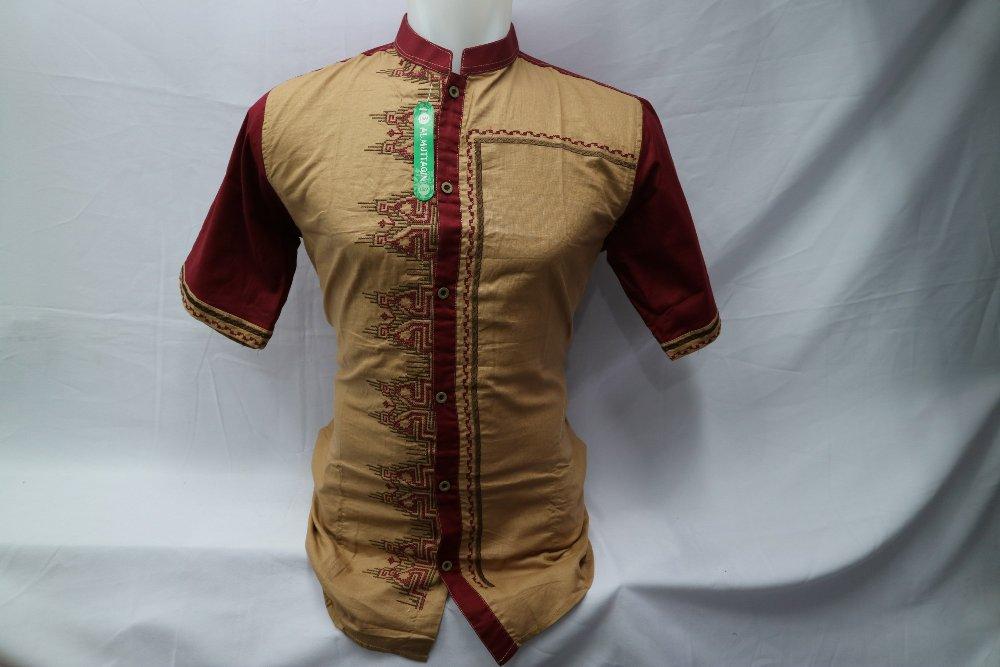 Baju Koko Muslim Pria Kemeja Dewasa Bordir Kombinasi Lengan Pendek Gamis Baju Muslim Al Muttaqin 051 di lapak Al Muttaqin Collection produsenbajukoko