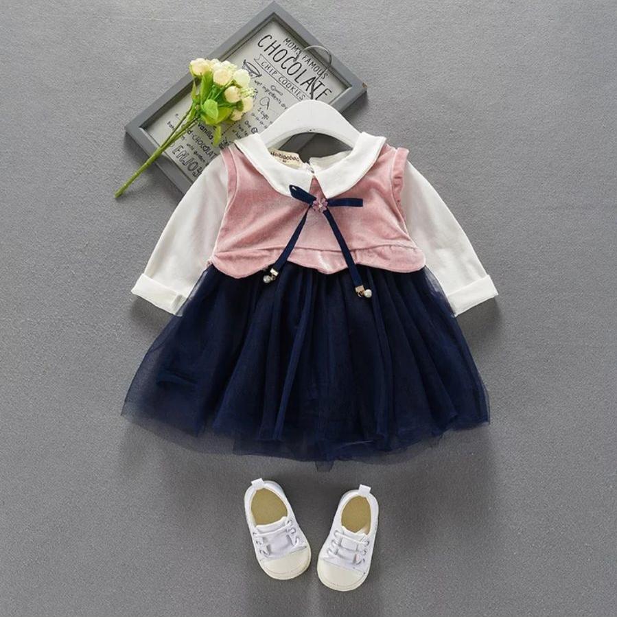 Dress HALUS ADEM IMPOR ANAK PEREMPUAN GRATIS JAKET MINI PINK
