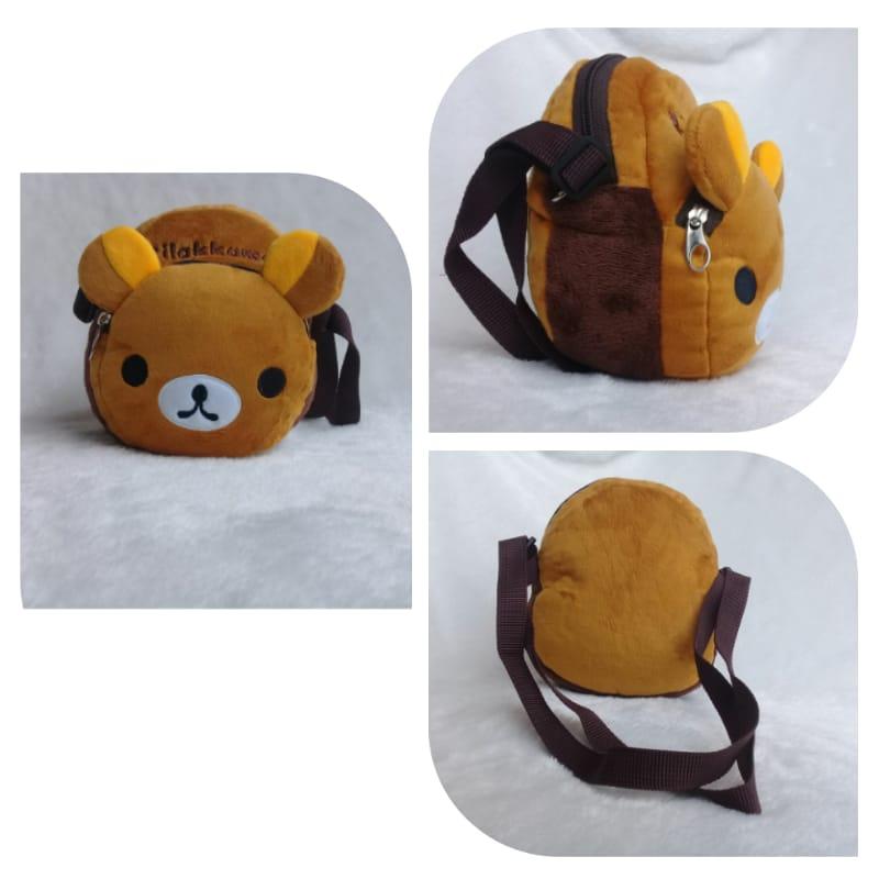 Onlan Tas Bahu Selempang Anak Atau Dompet Anak Motif Boneka Rilakkuma Bahan Yelvo Halus dan Lembut