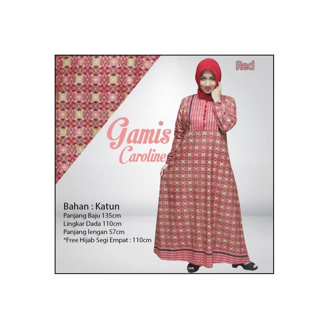 Termurah !!! Gamis Etnik Katun Caroline Busui Kancing Depan