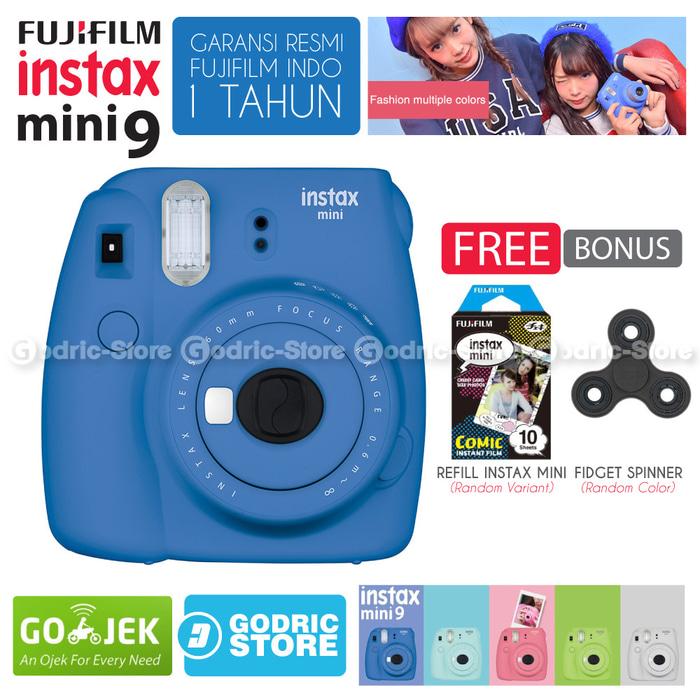 Fujifilm Instax Mini 9 Kamera Polaroid Instant Cobalt Blue Free Film