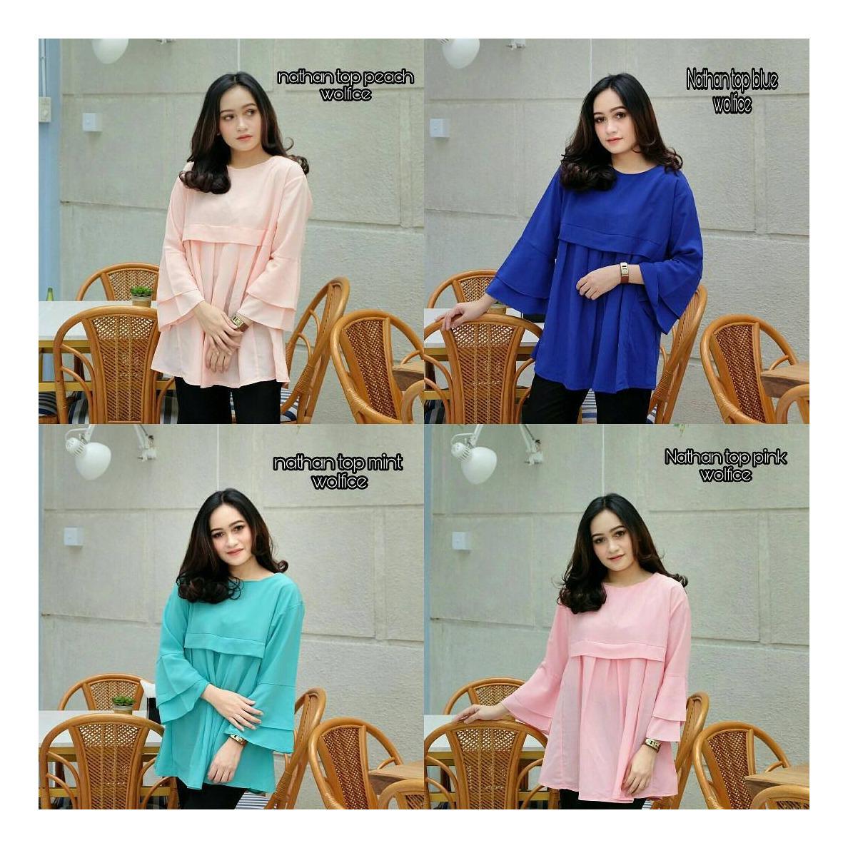 Top Blouse “ML Nathan Top” Baju Panjang Muslim Hijab Moderen Pakaian Trand