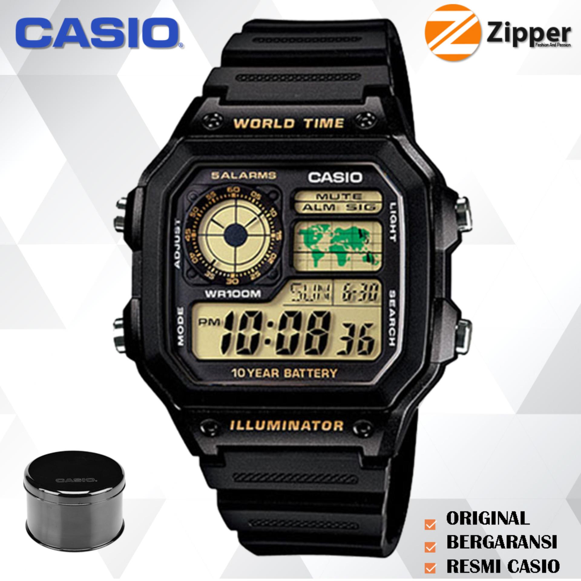 Casio Illuminator Jam Tangan Digital AE-1200WH-1BVDF Youth Series - Tali Resin