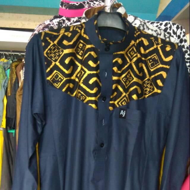 Gamis Aljar Kombinasi Gold Batik Emas