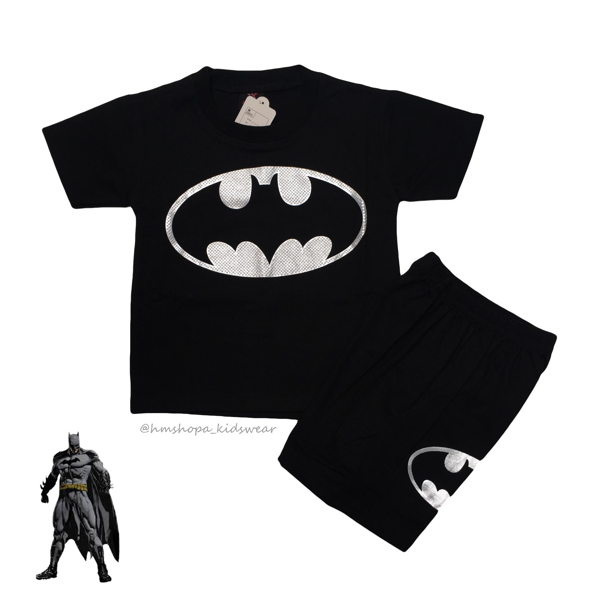 HM SETELAN ANAK BATMAN HITAM KAOS ANAK KARAKTER 1-7tahun hmshopa