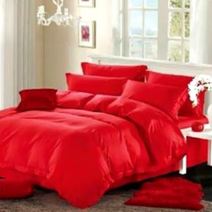Sprei Bahan Katun Terbaik | Ellenov Sprei Katun Prada Merah Cabe Extra King Super(200x200x30) Dengan Karet YKK