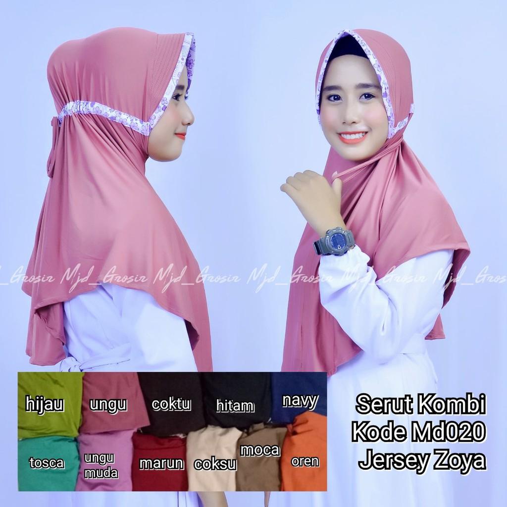 Grosir jilbab mukena hijab kerudung murah instan serut kombi jersey zoya (md020) (tosca)
