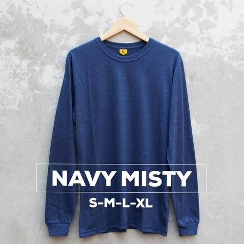 Baju Kaos Polos Lengan Panjang NAVY MISTY Biru Navy Misti Cewek Cowok