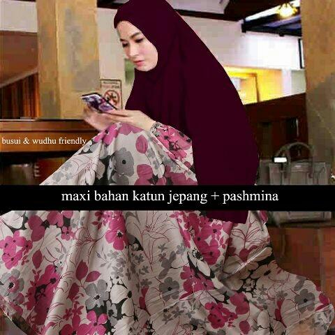 UC Setelan Gamis 2 in 1 Muslim Eline / Set Terusan Maxi Katun Jepang Muslimah/ Syari Syar'i Simple Elegant / Baju Muslim Wanita / Kebaya Modern XXA (gdama) - Maroon