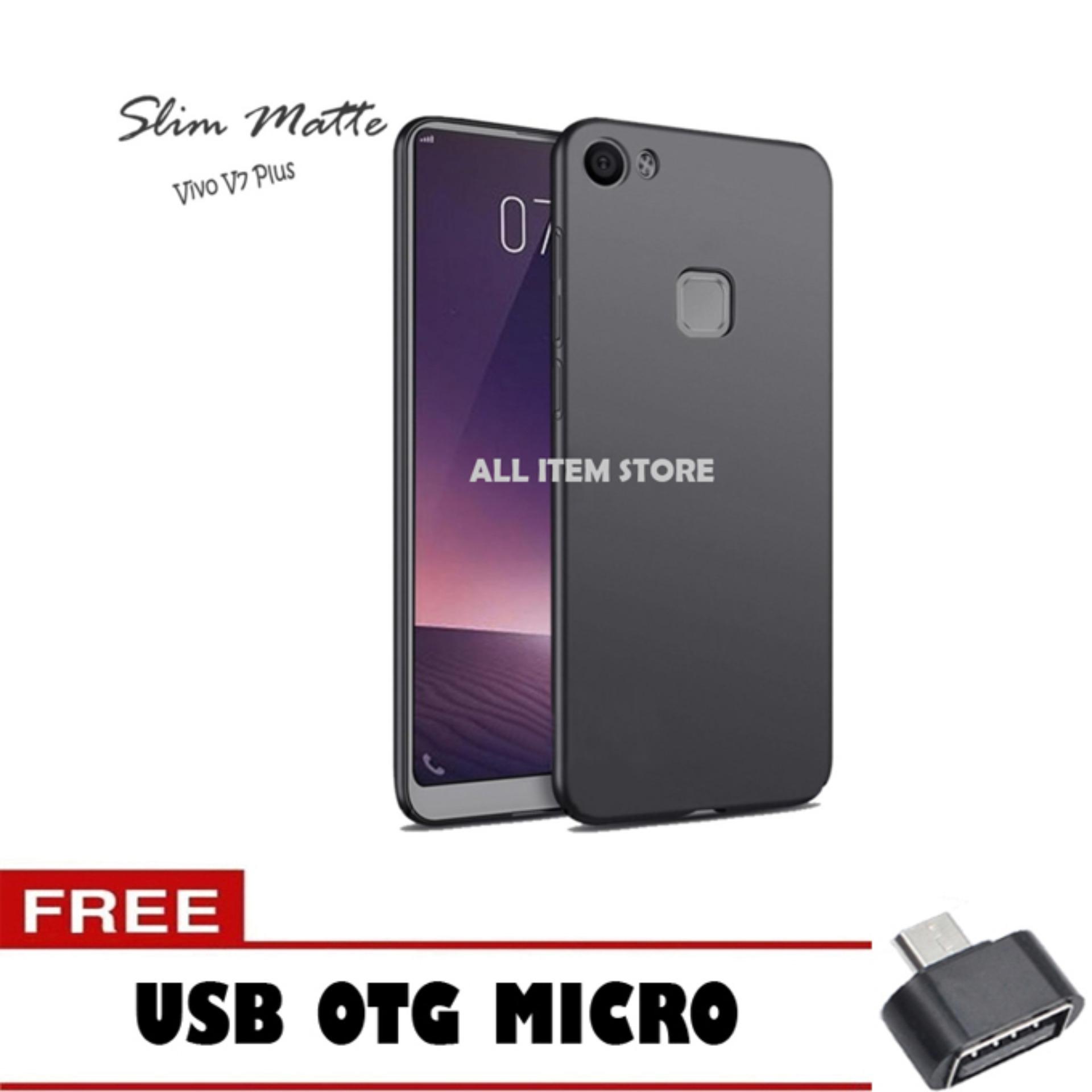 Softcase Black Matte Carbon Hp Vivo V7 Plus Silikon Babyskin + Free OTG Micro