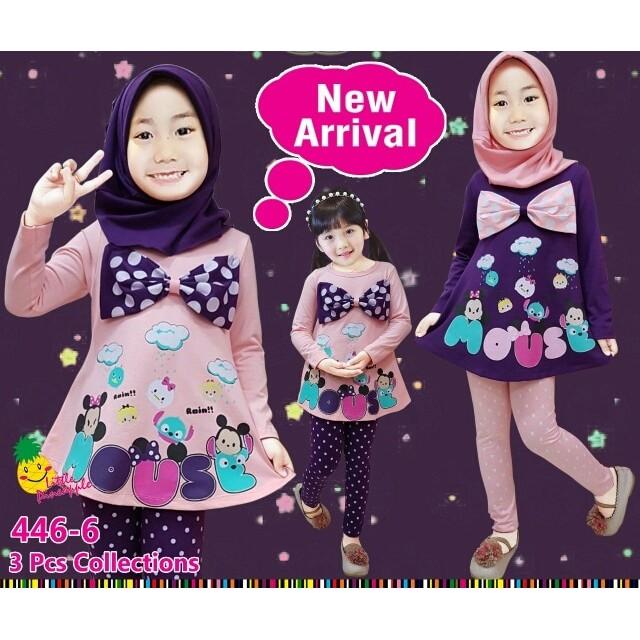 Dijual Baju Muslim Anak Perempuan Little Pineapple Tsum Polkadot Peach Ungu Limited