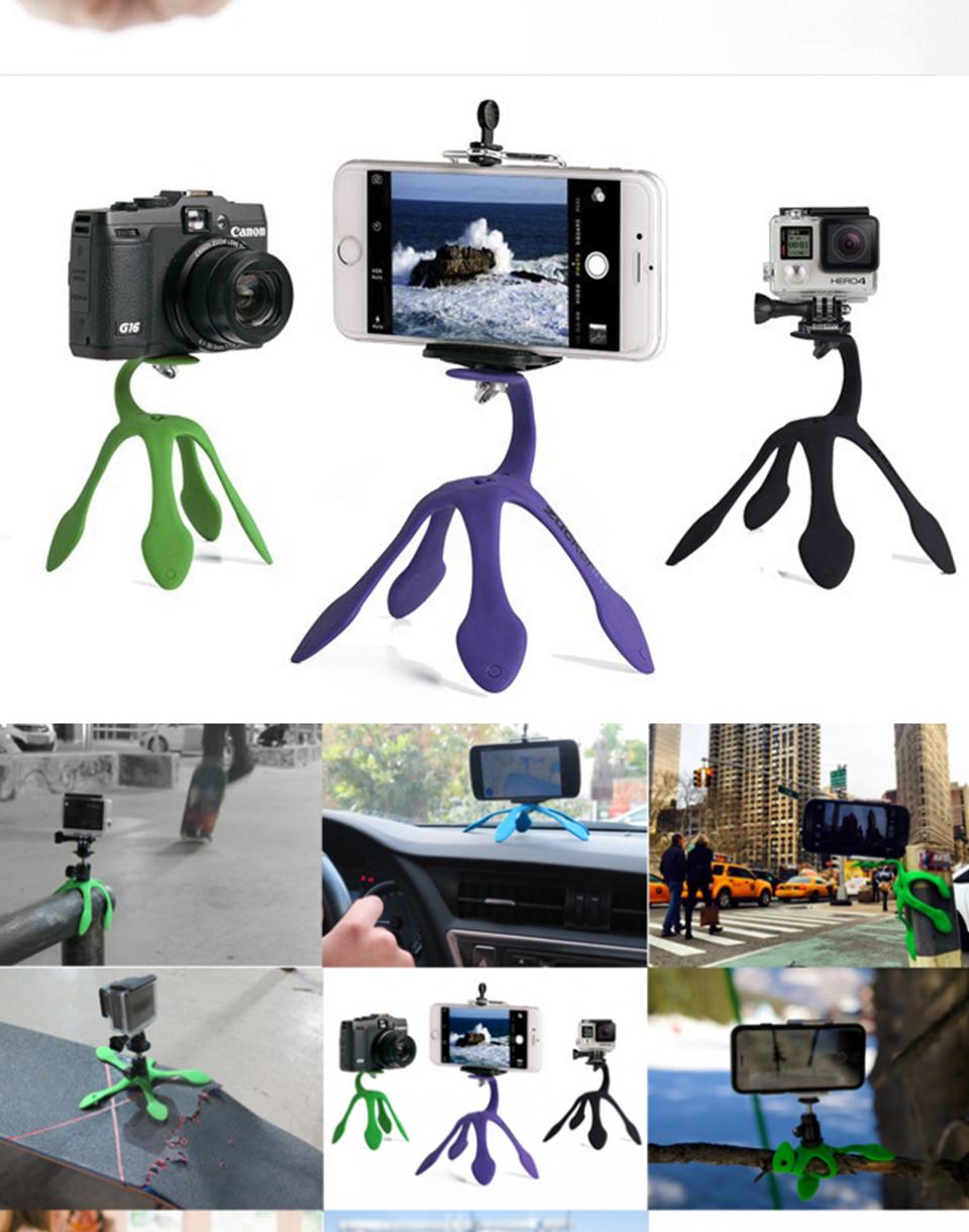 Baby Talk Club Gekko Tripod With Holder Stand Mount for Gopro Camera/SLR /DV Mini Camera Handphone - Tripod Murah Tripod Flexible Penyangga HP Mini Busa Fleksibel Stan Kaki Tumpuan 4 Kaki - Warna Random