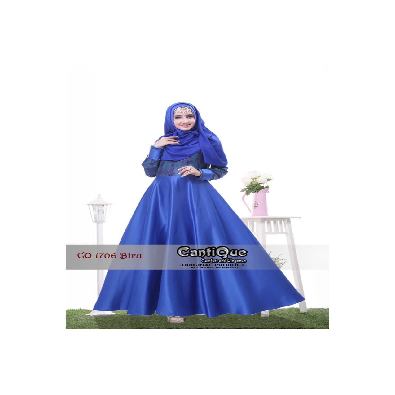gamis batik dewasa terbaru gamis simple dan nyaman CQ 1706 Biru
