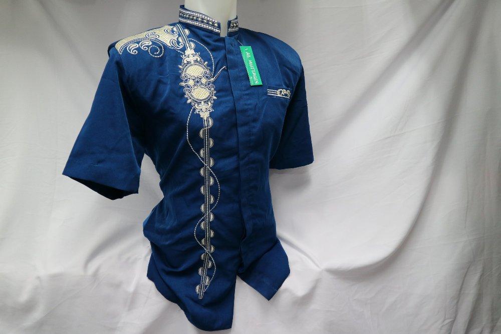 Busana Muslim Pria Baju Koko Kemeja Lengan Pendek Jasko Jas Koko Biru Bordir Al Muttaqin Pasar Tasik Tanah Abang Jakarta SKH 126 di lapak Al Muttaqin Collection produsenbajukoko