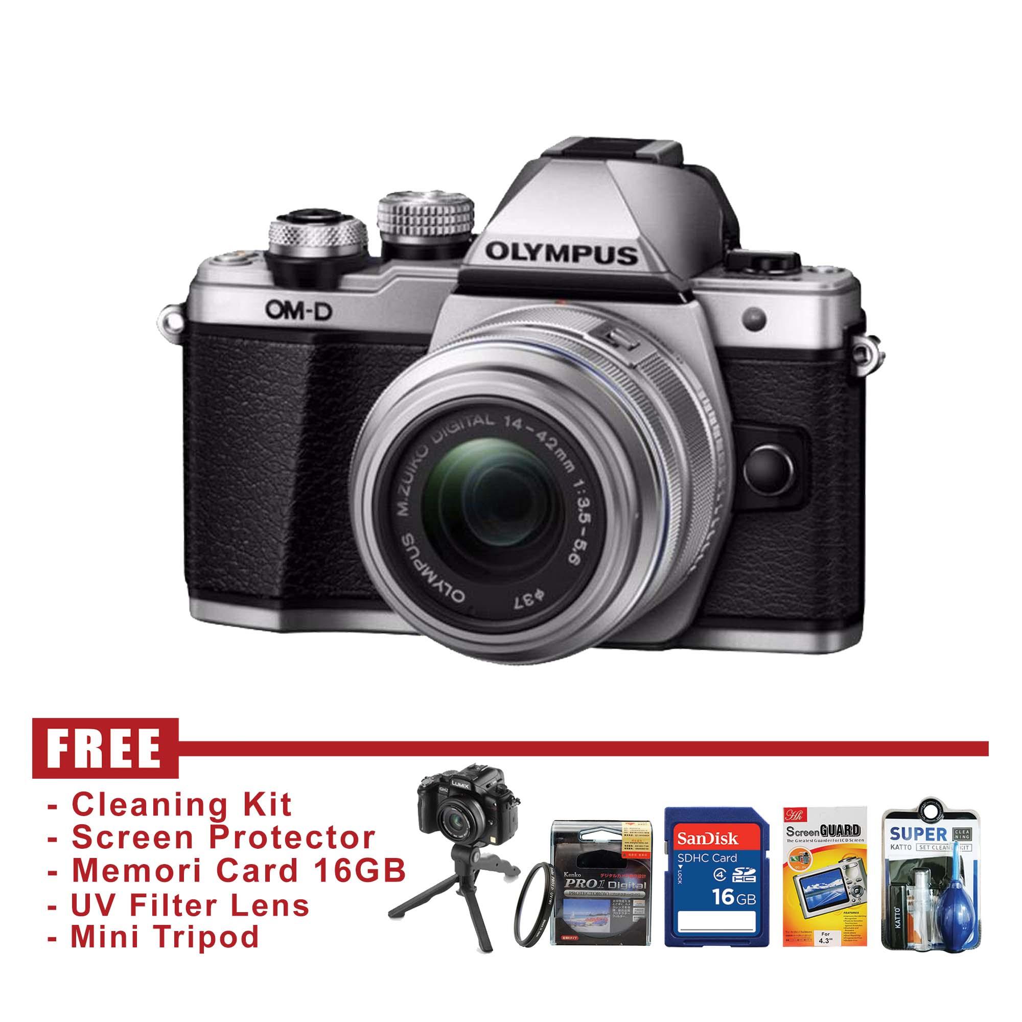 Olympus OM-D EM10 Mark II Kit 14-42mm EZ Kamera Mirrorless - Silver - FREE Accessories