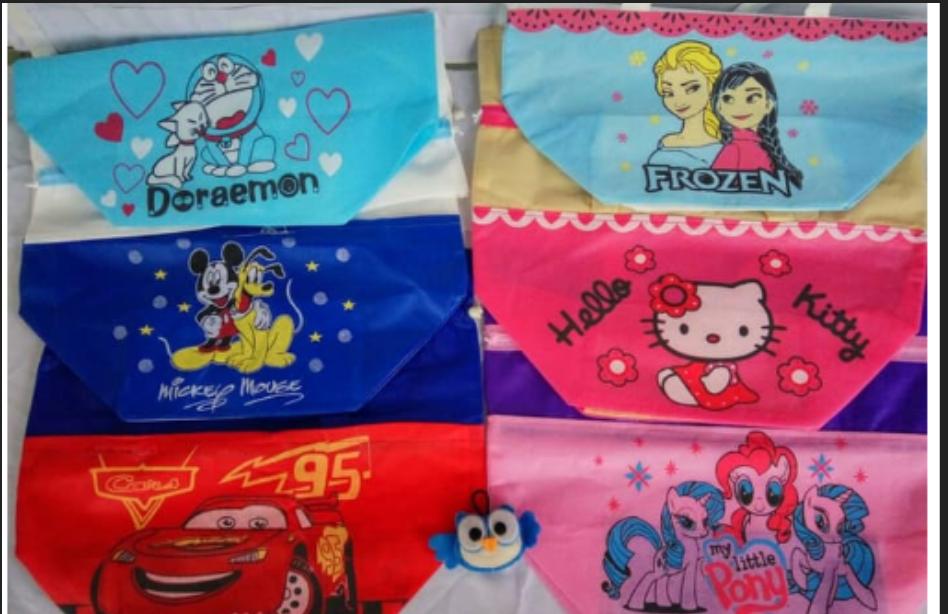 TAS SERUT SABLON L Karakter Sovenir Ultah anak unik goody bag Spunbond