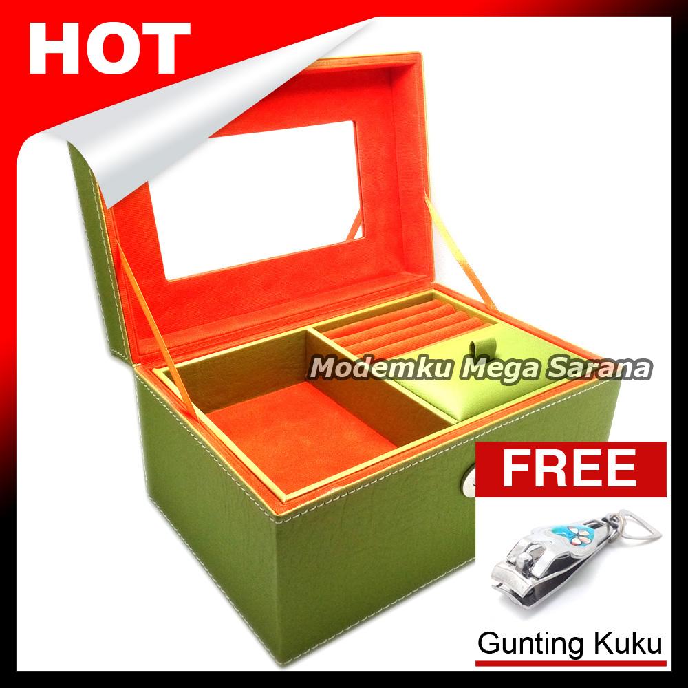 Kotak Box Perhiasan Kalung Gelang Cincin & Aksesoris 21x14x11 cm - Hijau dlm Oranye