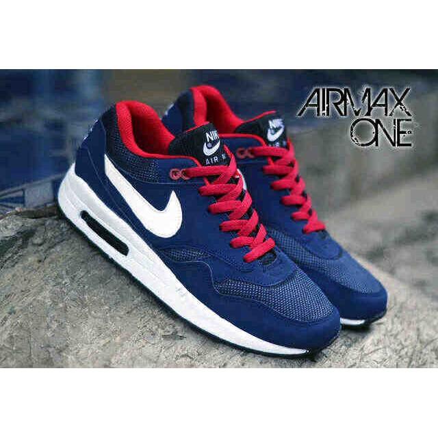 Sepatu Nike Airmax One 1 Pria Untuk Cowo Biru Navy Merah - Vx02pd