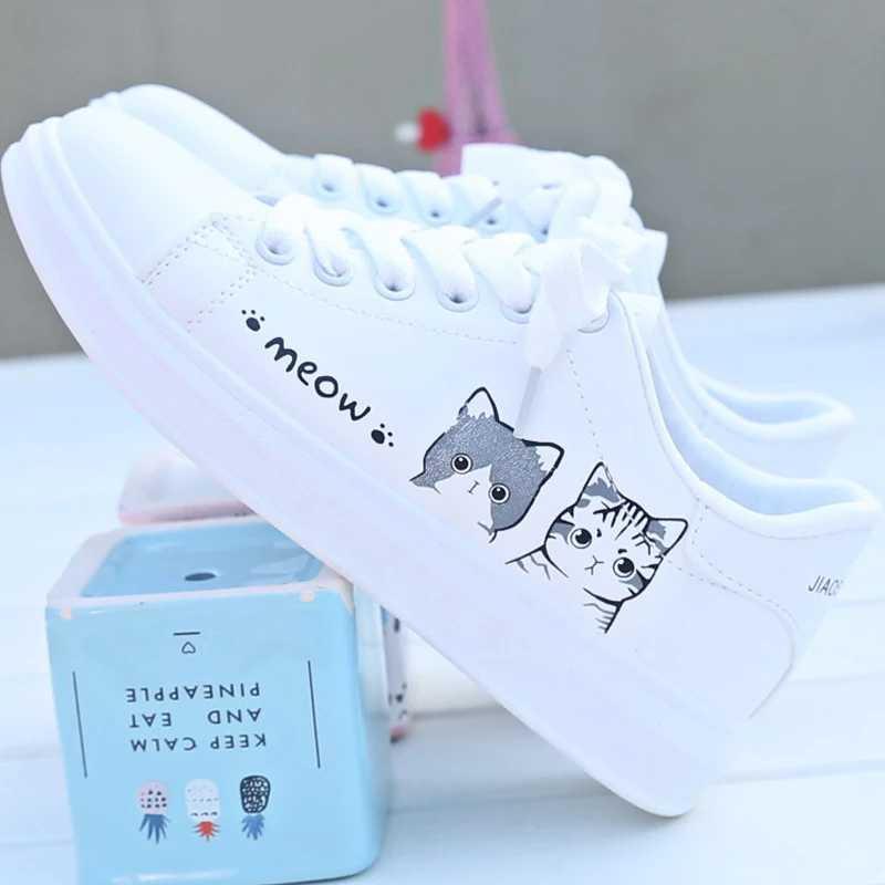 ADIVA Sepatu Kets Sneakers Wanita Motif MEOW - Casual Lucu