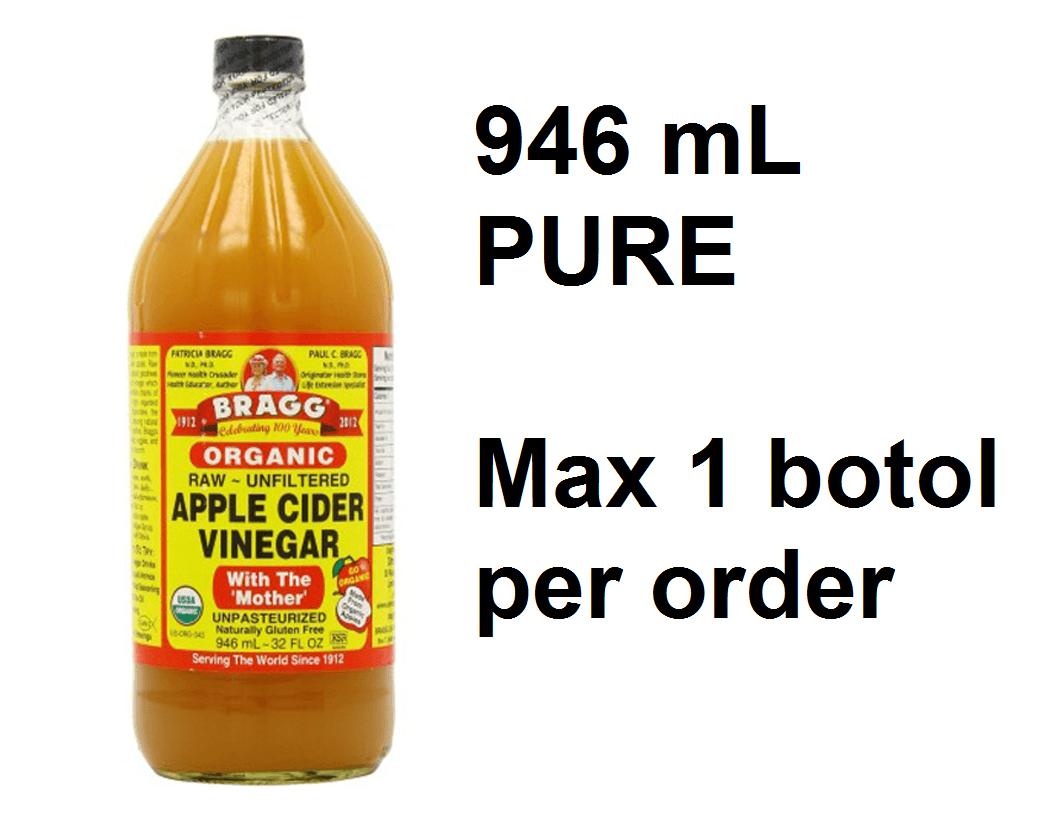 Bragg Apple Cider Vinegar (ACV) 946 ml ORIGINAL PURE Cuka Apel - BATAM (Max. 1 BOTOL PER ORDER)