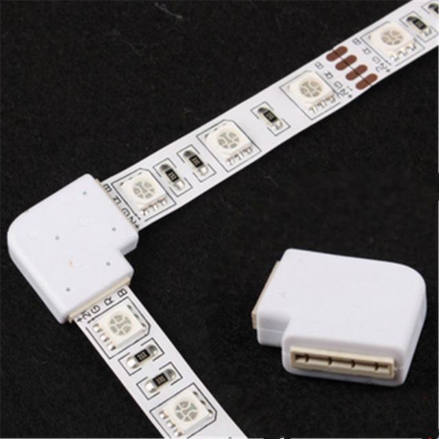 Rimas Konektor L-Shape 4 Pin 10mm 5050 untuk LED Strip - White