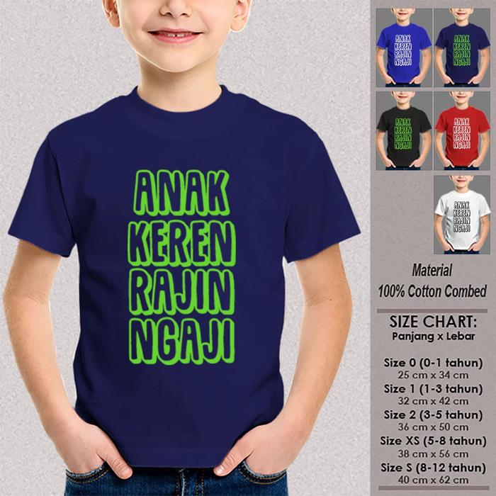 Kaos Anak Muslim Baju Dakwah ANAK KEREN RAJIN NGAJI NAVY Ukuran Bayi