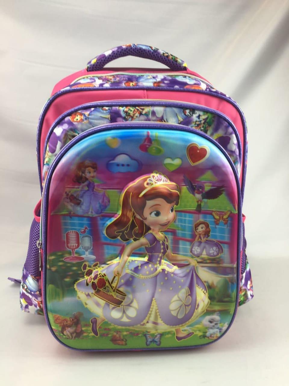 Onlan Tas Ransel Anak Sekolah SD Motif Karakter Anak Sofia The First Timbul 5Dimensi Ada 3 Kantung Besar Import - Purple