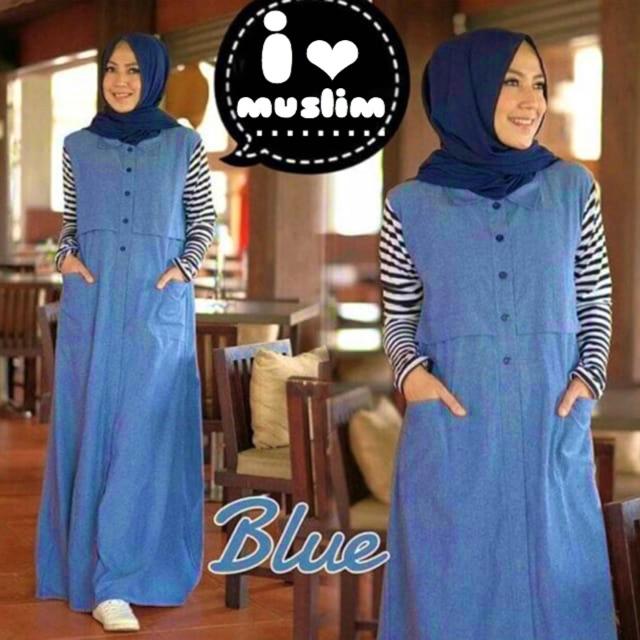 DAMAI FASHION JAKARTA - baju muslim wanita MARISSA maxi combi salur - baju murah konveksi