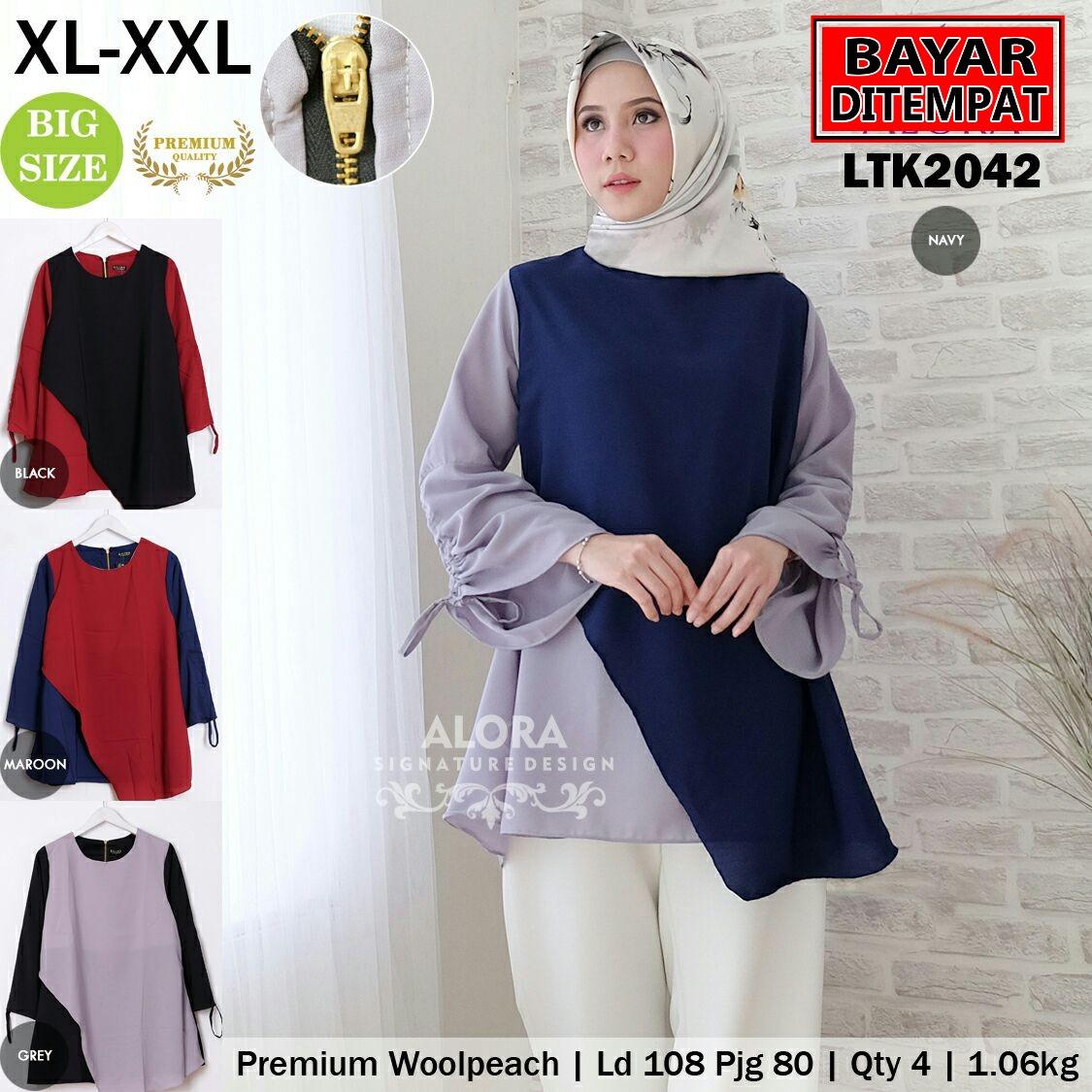 RATU SHOPPING Tunik baju muslim LTK2042 XL XXL besar polos / gamis motif / pesta balotelly gamis batik gamis motif bunga/ gamis busui / gamis bumil / gamis big size / gamis plush size / gamis pesta / gamis harian / gamis fashion / gamis trendy