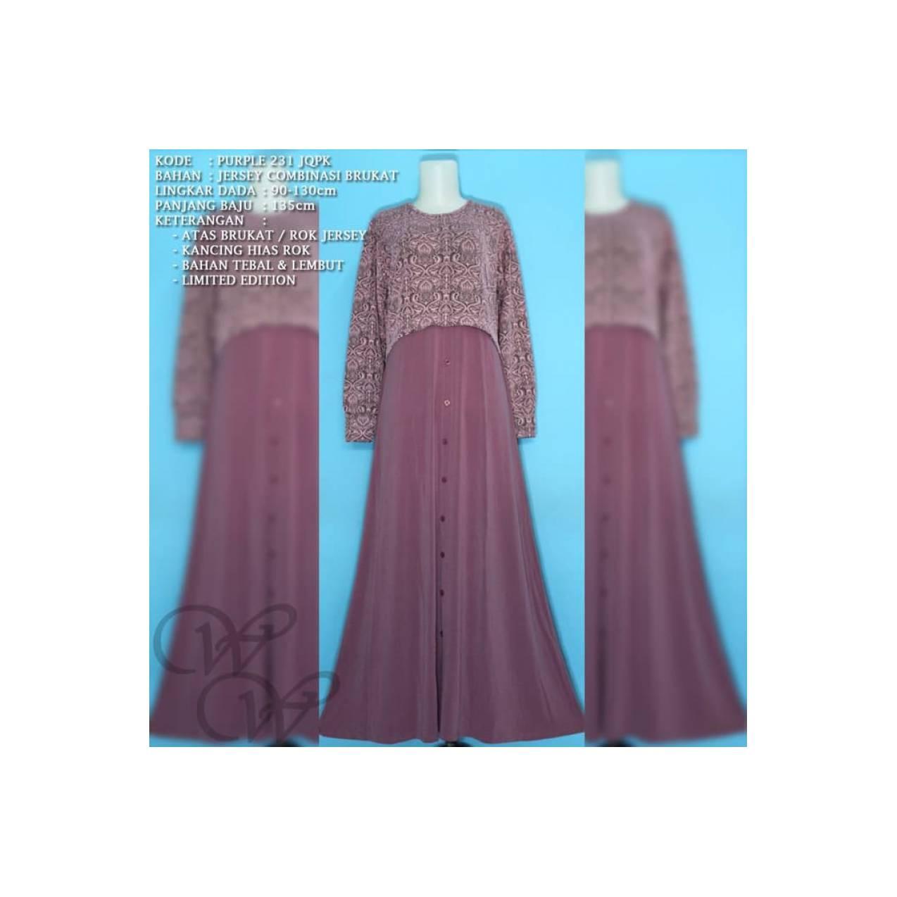 PURPLE G 231 JQPK IRENE HIJAB MAXI GAMIS LONGDRESS FASHION MUSLIMAH