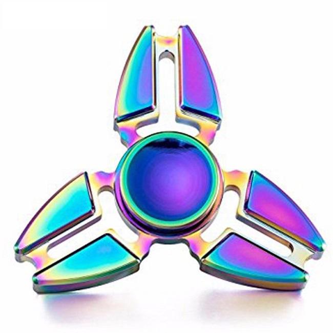 Aiueo Fidget Spinner Hand Spinner Fidget Metal Triangle Aluminium Toy Mainan Stress Fidget Shuriken Ninja Rainbow Anak ADHD - Rainbow