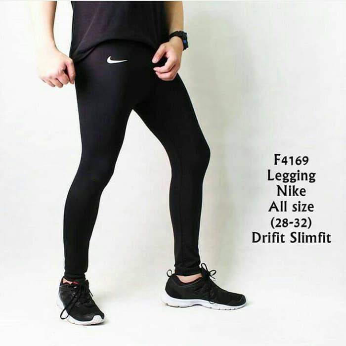 HARGA DISKON!!! Celana Legging Panjang Pria sport Gym Fitnes Nike Hitam - yb1Q60