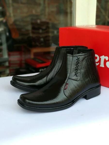 Kickers - Sepatu Formal pria / Sepatu PDH pria / Sepatu Pantofel pria kantor dinas ritsleting kulit asli warna Hitam
