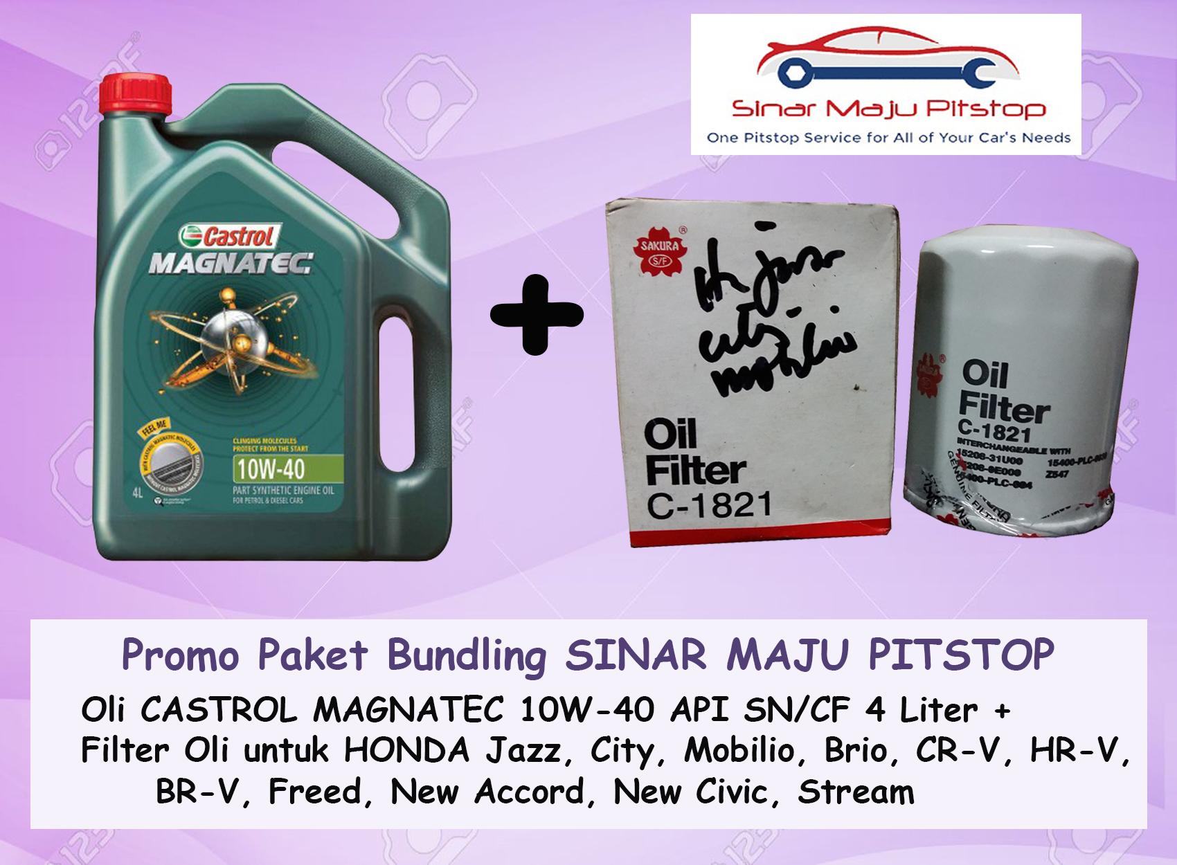 Paket Bundling Oli CASTROL MAGNATEC 10W-40 API SN 4 LITER & Filter Oli HONDA NEW CIVIC ORIGINAL