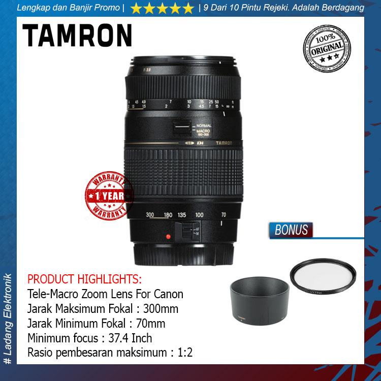 Tamron For Canon AF 70-300mm f/4-5.6 Di LD Tele-Macro (1:2) Free Lenshood + UV Filter