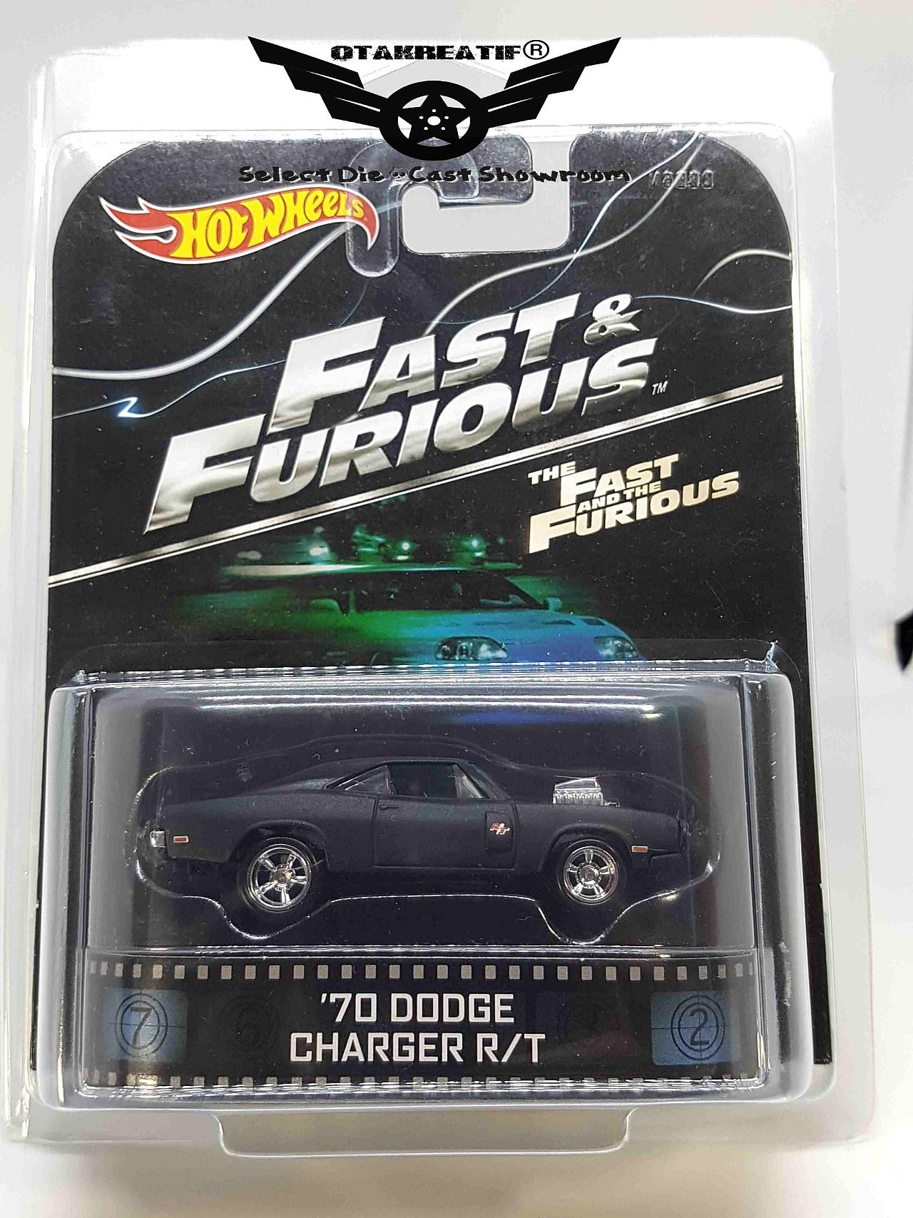 Hot Wheels '70 Dodge Charger RT Retro FF6 Flat Black + Free Protector