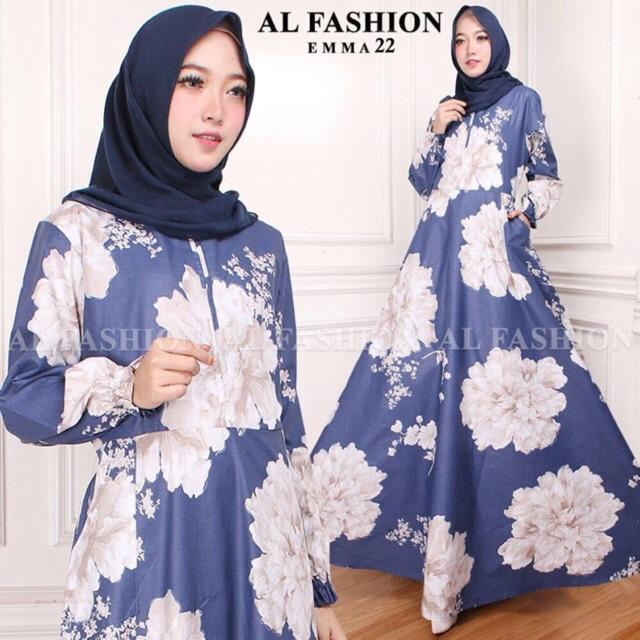 AB Agen Baju Official Shop - maxi emma syari busana wanita dress (maxi aja ) (EMMA 6 ABU)