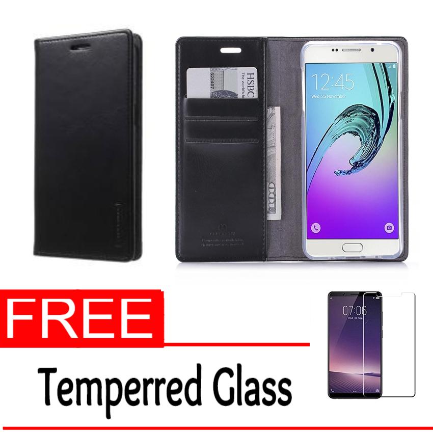 Case Blue Moon Flip - Sarung Mercury Goospery for Samsung Galaxy C9 Pro - Blue Moon Flip - Leather Case - Dompet Free Temperred Glass