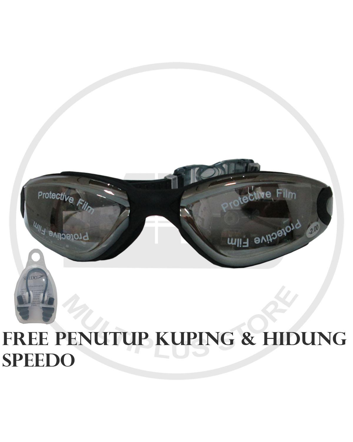 KACAMATA RENANG FOKUS MC - 3117 MINUS - 2.0 HITAM FREE TUTUP HIDUNG DAN TELINGA