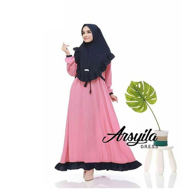 Outday Store - Arsyila Syari dengan Kerudung Khimar Balotelli - Busana Muslim Gaya Maksimal Lebaran 2018
