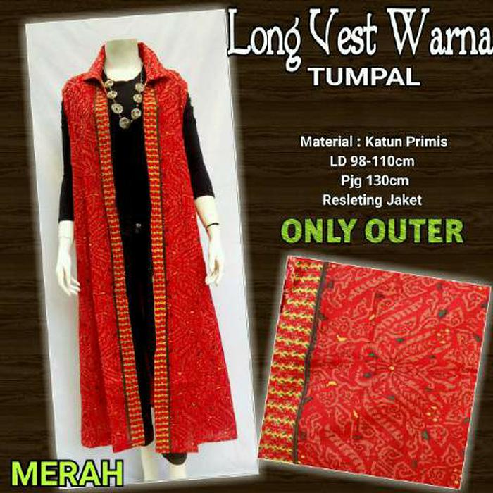 Dress Batik Solo. Long Vest Batik Warna Tumpal