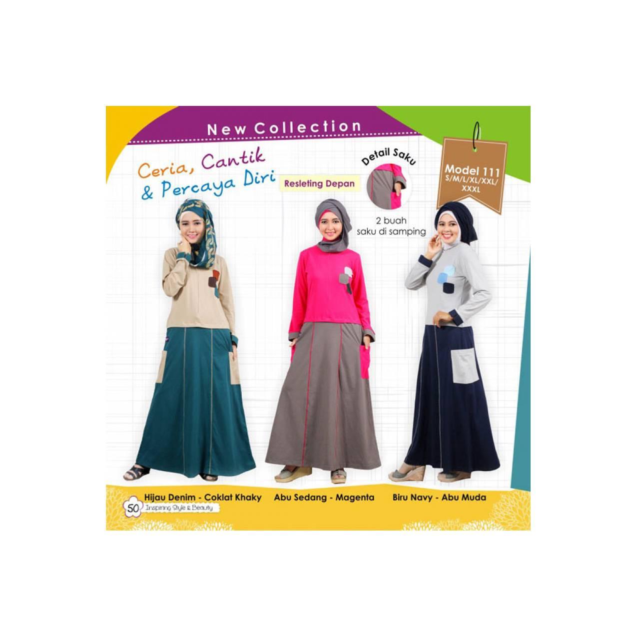 Baju Muslimah Gamis Murah Bahan Kaos ORI MUTIF - Model 111