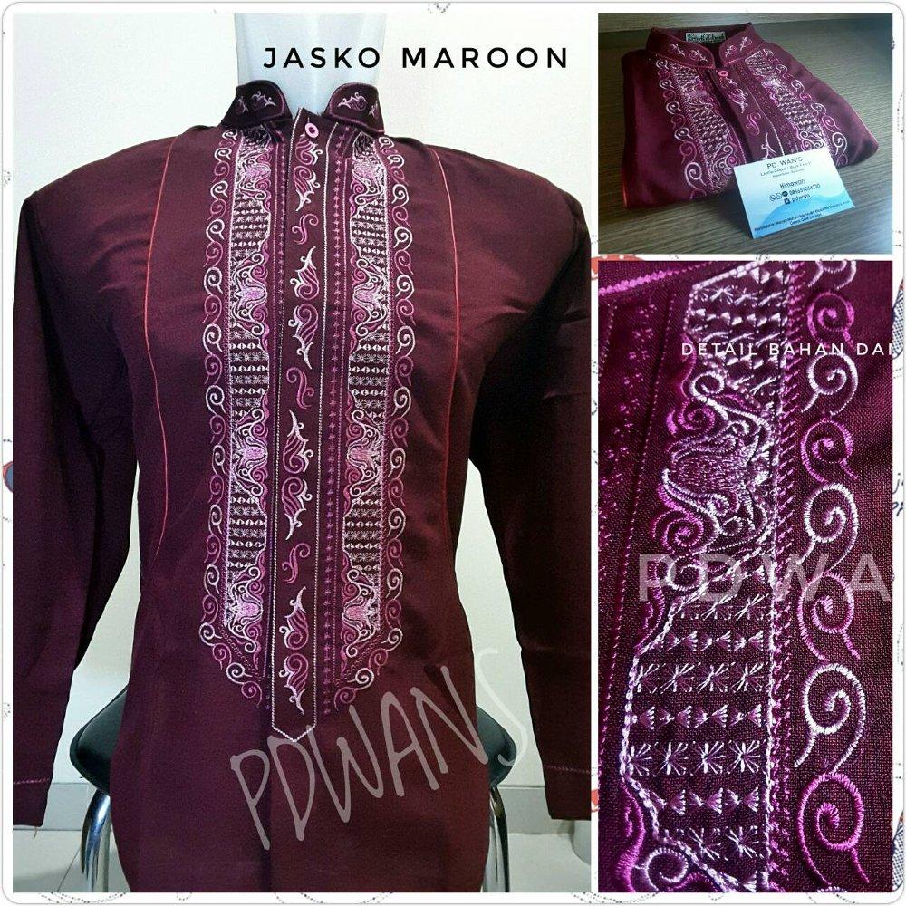 JASKO JAS KOKO Jas Muslim Bordir Warna JASKO02 MERAH MAROON di lapak BAJU KOKO PDWANS pdwans