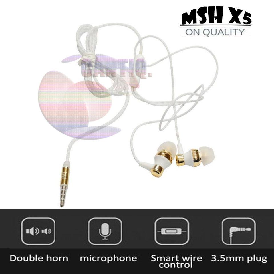 MSH X5 Universal 2 fungsi Earphone untuk Iphone dan Android Handsfree general untuk oppo / earphone