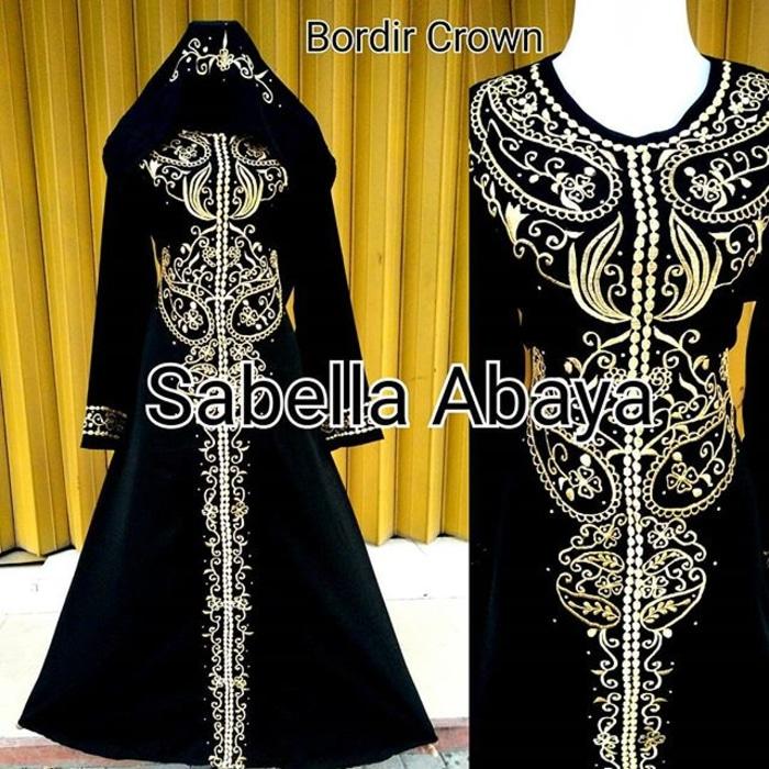 Abaya bordir crown free pasmina sifon