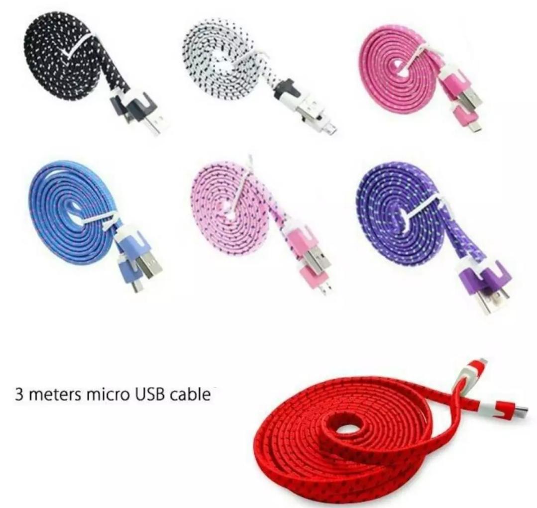 Kabel Data Model Tali Sepatu Panjang 3 Meter Micro USB - Multicolor