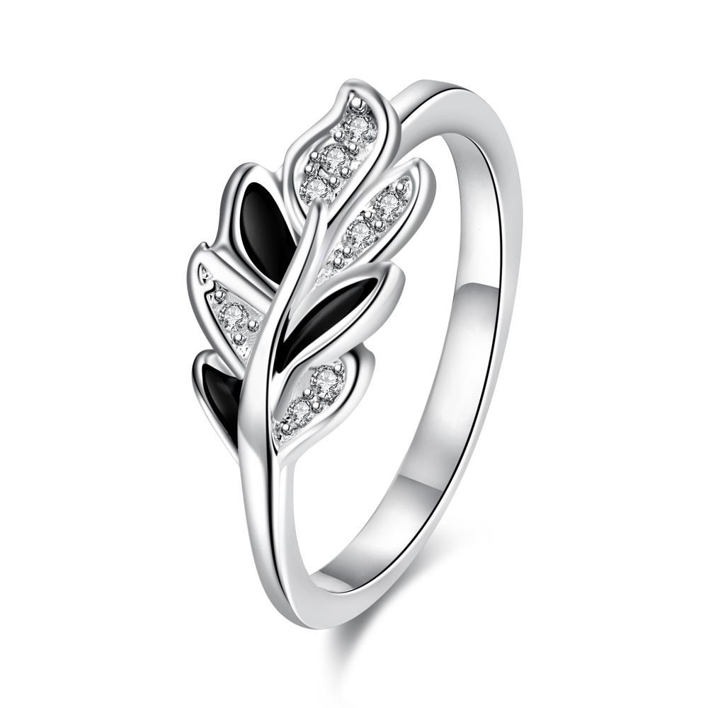 Fashionable perak dekorasi baru jual panas pribadi Bunga Kristal Titik bor daun klasik Lady Wanita Cincin SPR052-8 SPR052