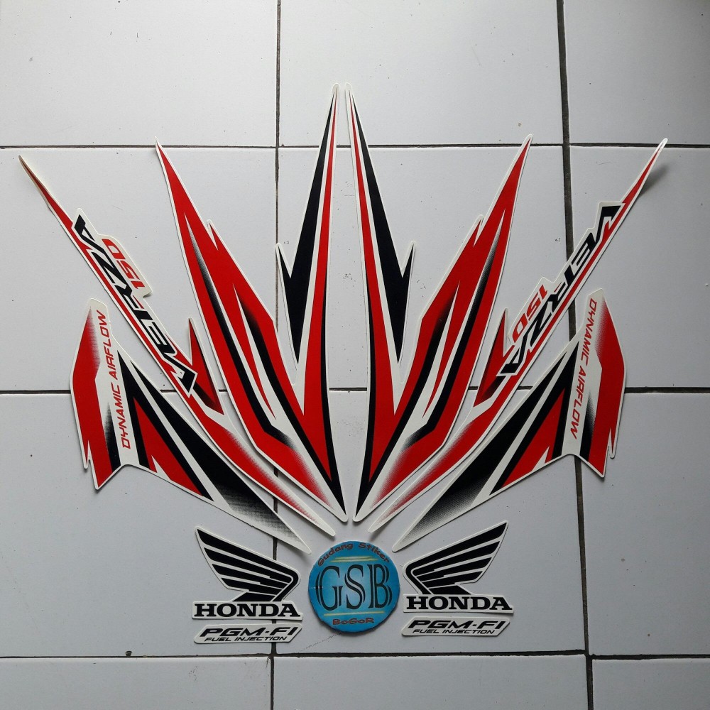 Stiker Striping Motor honda Verza 2015 putih-merah
